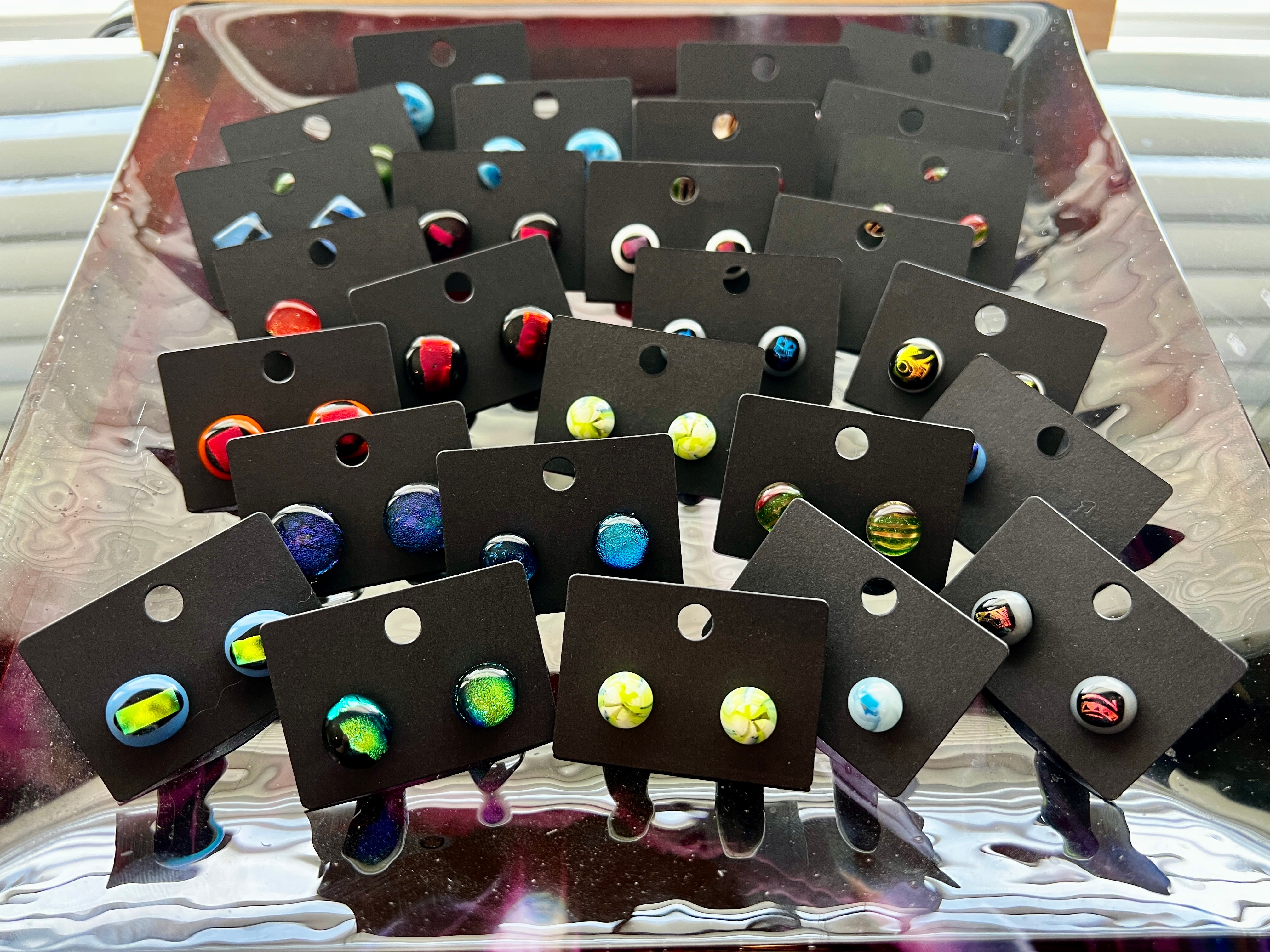 Zita's Glass Handcrafted Fused Glass Stud Earrings – Orange Products