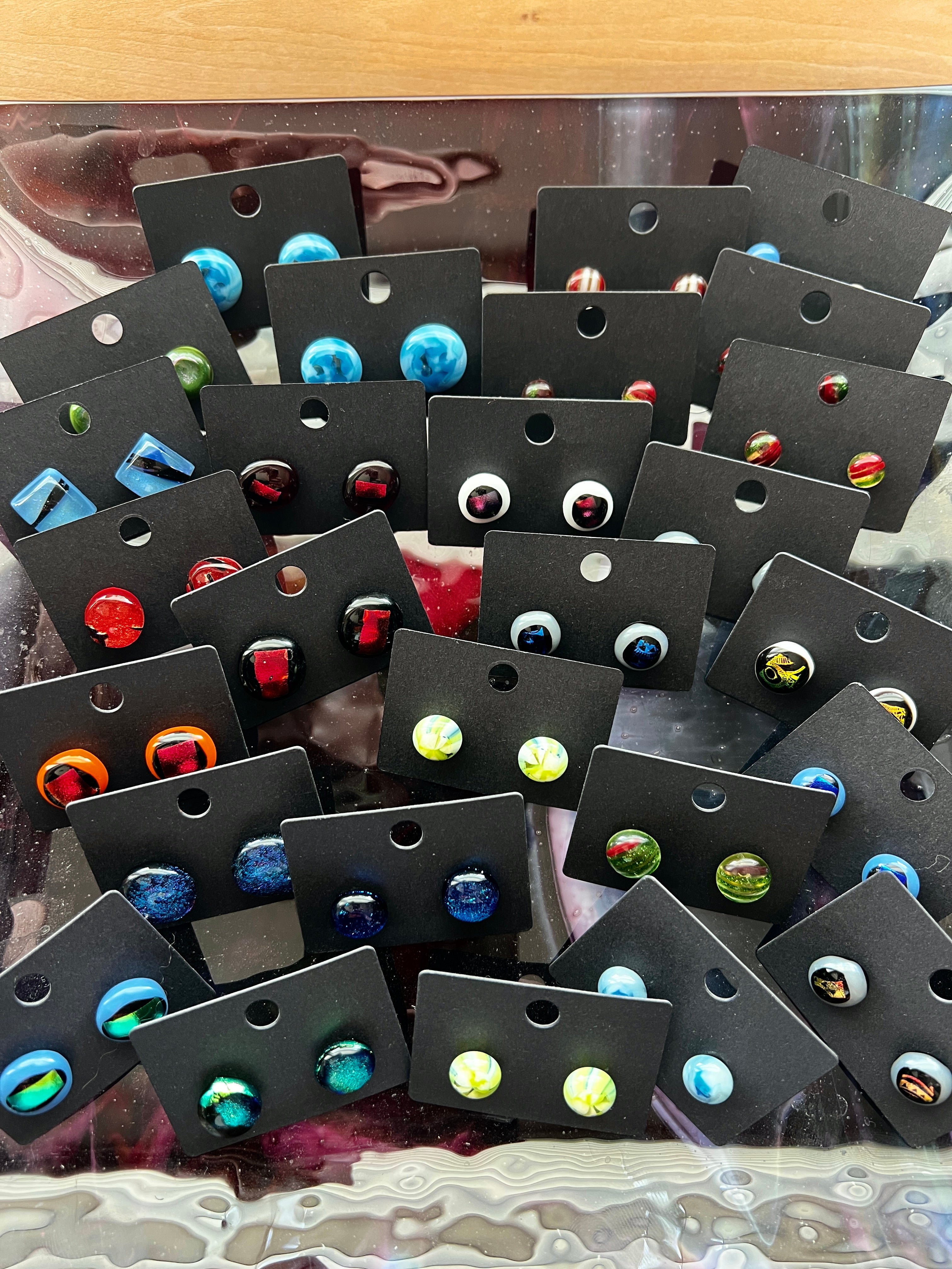 Zita's Glass Handcrafted Fused Glass Stud Earrings – Orange Products